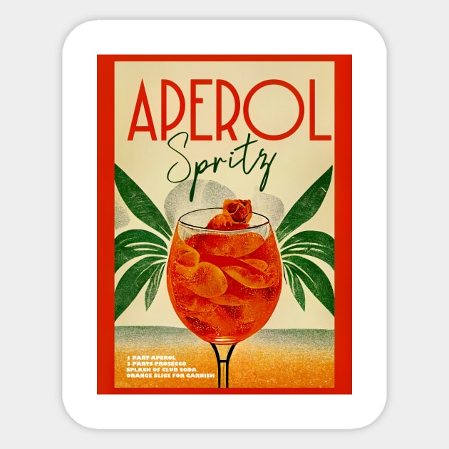 Retro Aperol Spritz Poster Tropic Homebar, Kitchen Bar Prints, Vintage Drinks, Recipe, Wall Art Sticker by BetterManufaktur